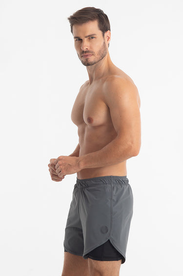 Shorts 2 em 1 PocketPace Masculino – Chumbo - Hoad