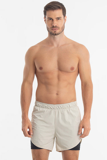 Shorts 2 em 1 PocketPace Masculino – Areia - Hoad