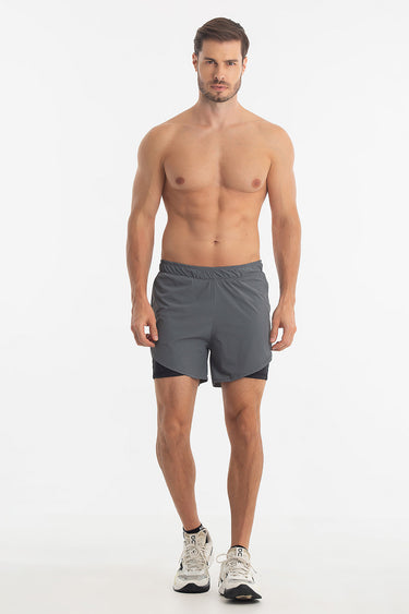 Shorts 2 em 1 PocketPace Masculino – Chumbo - Hoad