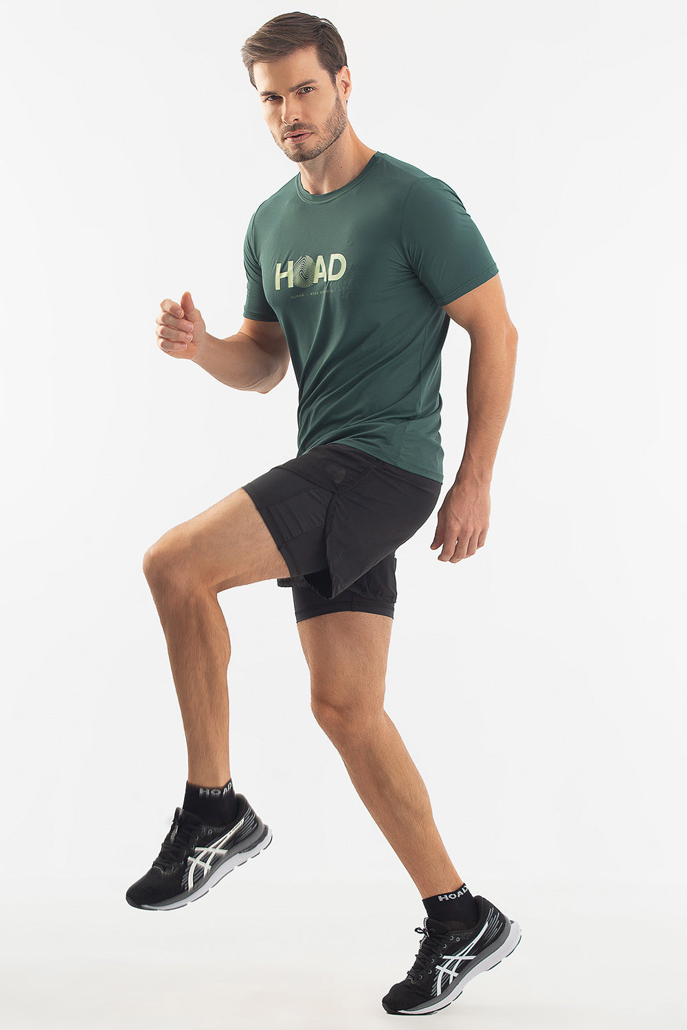 Camiseta RunFlow Dry Verde – Areia