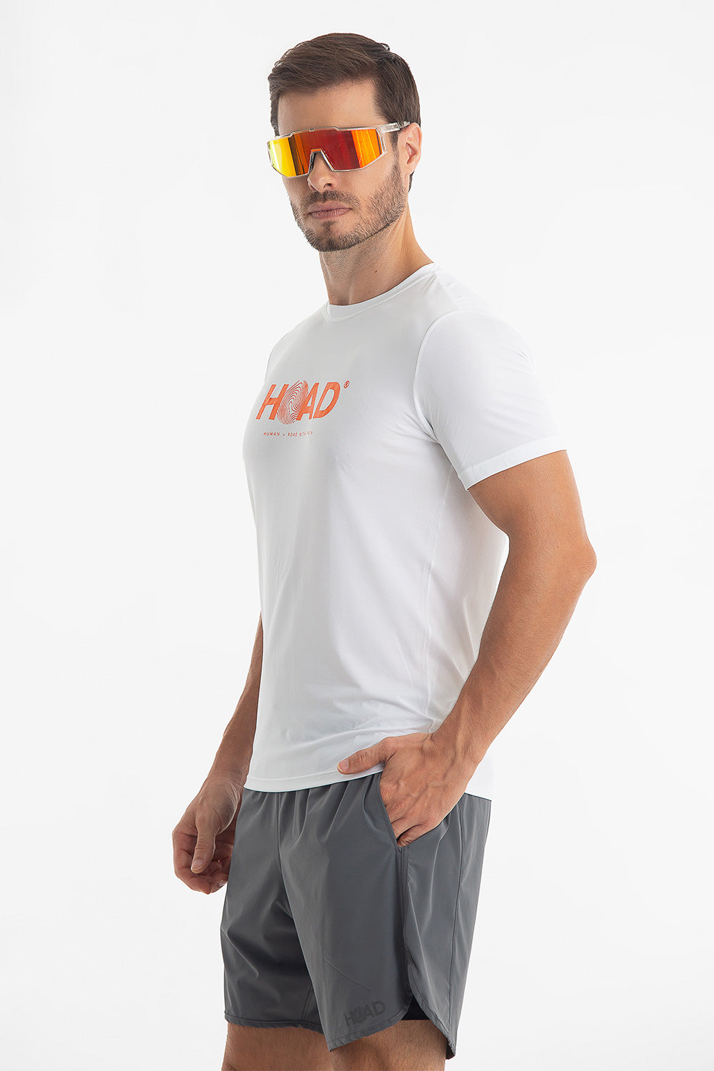 Camiseta RunFlow Dry Branca – Laranja