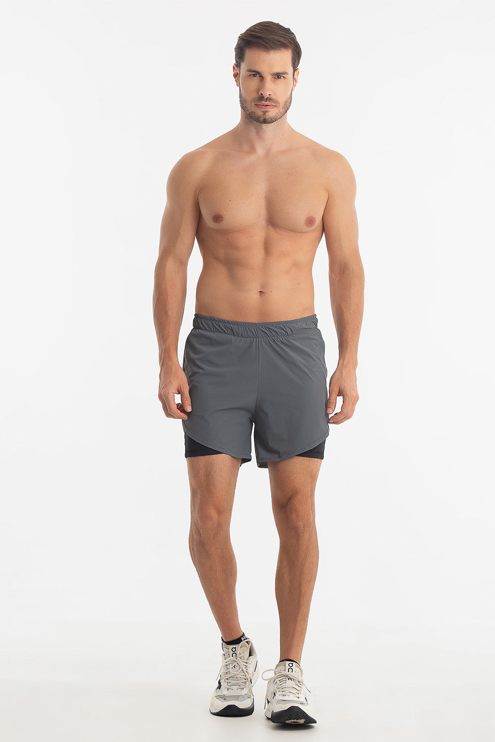 Shorts 2 em 1 PocketPace Masculino – Chumbo