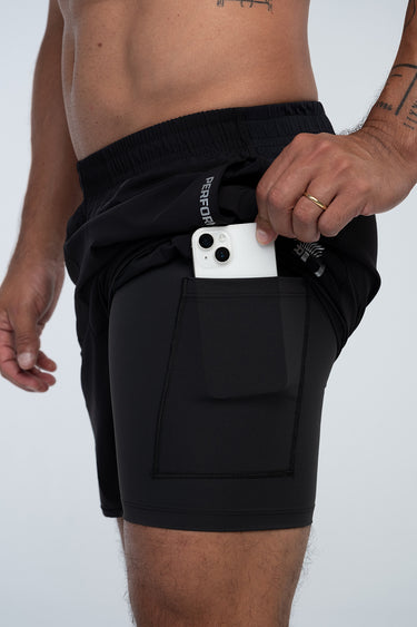Shorts Flow 2 em 1 Perform - Preto - Hoad